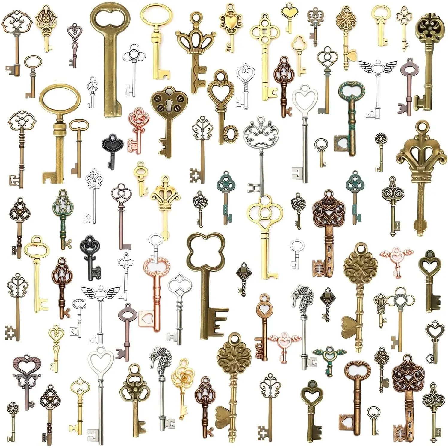 X-BY100 100 G Vintage Antique Metal Charms for Jewelry Making, Bulk Silver & Gold, for Bracelet, Necklace, Earrings DIY Crafts
