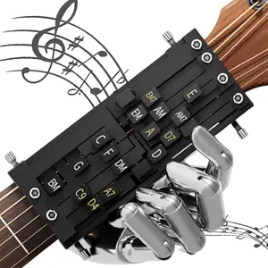 Guitar Aid Chords Trainer, Guitar Chord Presser, Guitar Assisted Tool Learning System with Guitar Chart Teaching Practice Guitar Learning Aid Tool Accessories for Beginners Friends Gifts