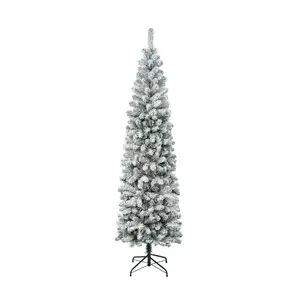 National Tree 7.5' Acacia PencilSlim Flocked Tree