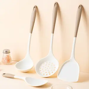 4-Piece Silicone Kitchen Utensil Set, Food-Grade Dual Color Full Coverage, High Heat Resistant, Non-Stick Cooking Spatula Spoon, Kitchen Utensils Set