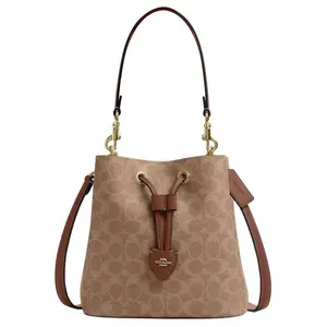 COACH Rowan 22 Logo-Embellished Bucket Bag in Brown Faux Leather for Women