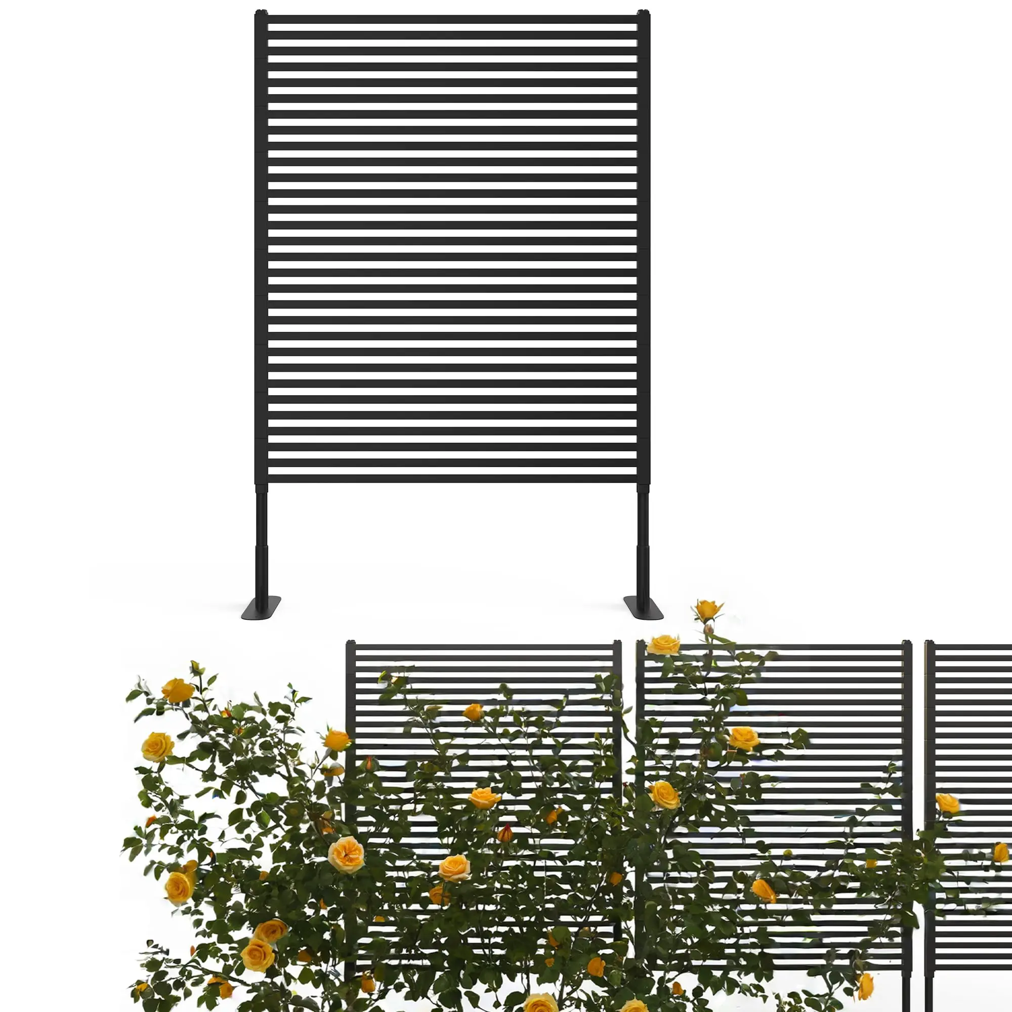 Garvee Metal Privacy Screen Outdoor Panels 47x71 in - Freestanding, Rust-Resistant Decorative Fence for Balcony, Yard, Garden, Patio - Brown Weatherproof Privacy Fencing