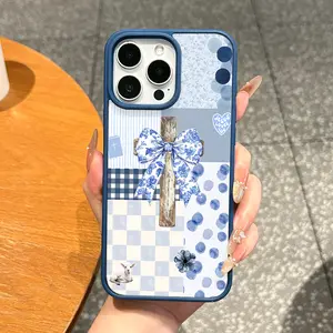 Magnetic MagSafe-Ready TPU Protective Phone Case, Aesthetic Chinoiserie Cross Faith Bow Cover, Shockproof, Lightweight Ultra-Thin Soft Casing, Anti-Fall Protection | Compatible with iPhone 11/12/13/14/15/16/17 & Pro Max, Mobile Tech Accessory, Accessories