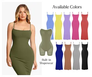 Popilush Sexy Bodycon Dress Spaghetti Strap Shapewear Tummy Control Soft Fabric Maxi Midi Min Fit Ribbed Popilush Sexy Bodycon Dress Spaghetti Strap Shapewear Tummy Control Soft Fabric Maxi Midi Min Fit Ribbed