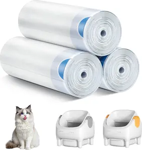 60 Pack Cat Litter Liner, Waste Cat Litter Bags for Thereye SC06 Automatic Litter Box, Drawstring Heavy-Duty Liners, Leak-Resistant, Large 26" × 11.8"