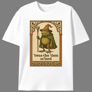 Men's Tism Frog Wizard Meme Print Short-Sleeve T-Shirt - Unisex Neurodivergent Casual Cotton Knit Fabric Top