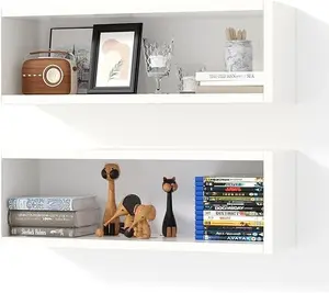 Kaboon Rectangle Cube Shelves Set2, Display Shelves Wall Mount 7.87"D x 24"W x 8"H (2 Cubes)
