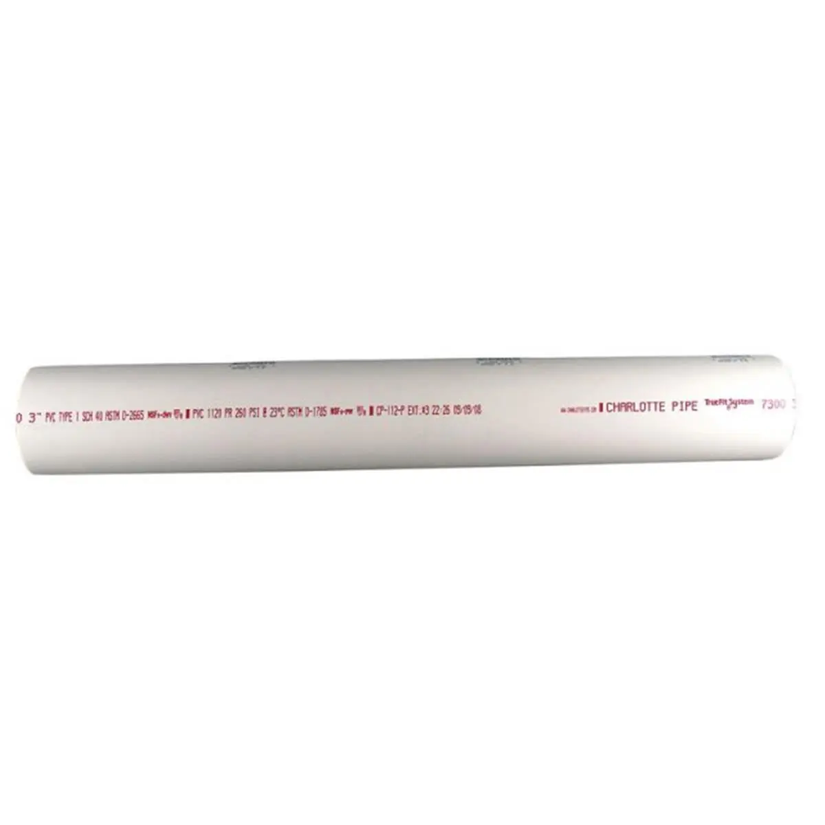 Charlotte Pipe and Foundry PVC Schedule 40 Solid Pipe - 2" x 2 ft., Approved for Pressure, DWV, Boating & Water Sports Applications, Plastic, Pressure Apps, Dwv Systems