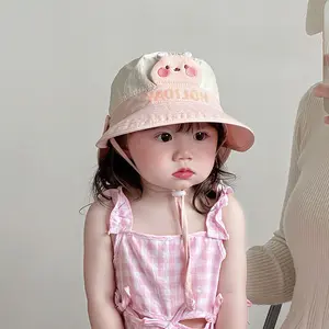 Baby Bucket Hat for Toddler Boys & Girls, Cartoon Wide Brim Sun Hat, Lightweight Quick-Dry Breathable Summer Cap with Adjustable Strap, Soft Sun Protection for Beach, Travel, Park & Outdoor Play