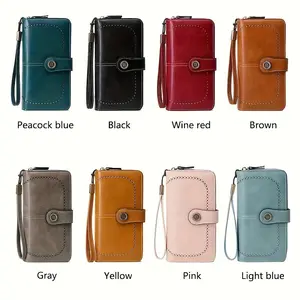 1pcs wallet, large-capacity long zipper wallet with wrist strap, multi-functional women's passport, ticket and credit card holder, polyester lining, hand wash care