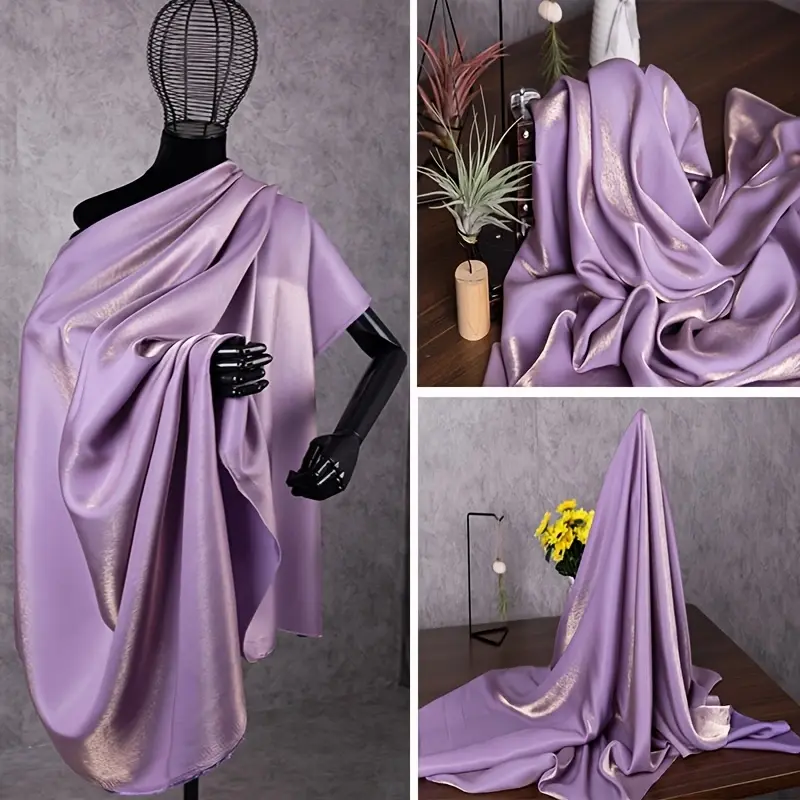 1PCS Shimmer Purple Color Shift Satin Material, Luxurious Lustrous Fabric for Fashion Sewing & Home Decor