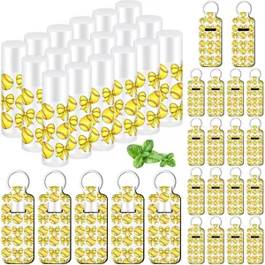 18 Sets Softball Bow Party Favors Lip Balm and Holder Keychain Bulk Senior Night Party Supplies Goodie Bags Stuffers Sport Team Gifts Accessories for Sports Lovers Players Coach Guest