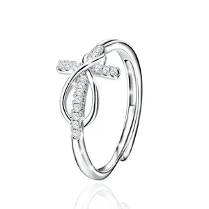 S925 Sterling Silver Fashion Faith Cross Infinity Symbol Design Ring, Fashion  Mobius Twist Couples Jewelry for Men and Women Daily Wear Clothing Decor, Trendy All-match & Exquisite Jewelry for Birthday Anniversary Christmas Gift Elegant Accessory