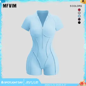 MFVIM Women’s Four-Season Yoga Athletic Set – Fitness One-Piece with Stand Collar and Zipper, for Home Training and Butt-Lifting Yoga