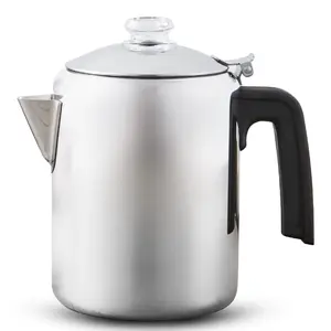 EC508 8-Cup Stainless Steel Classic Stovetop Coffee Percolator for Home Kitchen Pots Retro