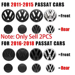 2Pcs/Set 3D ABS VW Logo Car Front Hood Grill Emblem Rear Trunk Badge Car Vehicle Decoration Auto Replacement Modification Accessories For Volkswagen VW PASSAT B6 B7 2011-2015 Passat B8 2016-2018 561583690 / 3G0853601B / 56D853630C Car Stickers