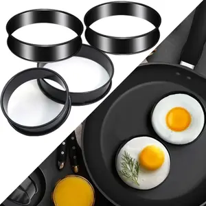 4 Pack English Muffin Rings Set,4'' Stainless Steel Round Egg Crumpet Rings for Cooking,Baking,Kitchen,Outdoor Camping,Travel,Halloween Christmas Party Gifts,DIY Hand Tools Kits