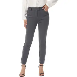 Women's Stretchy Slim Straight Leg Pull-on Dress Yoga Pants with 4 Pockets Slacks for Office Work Business Casual Golf