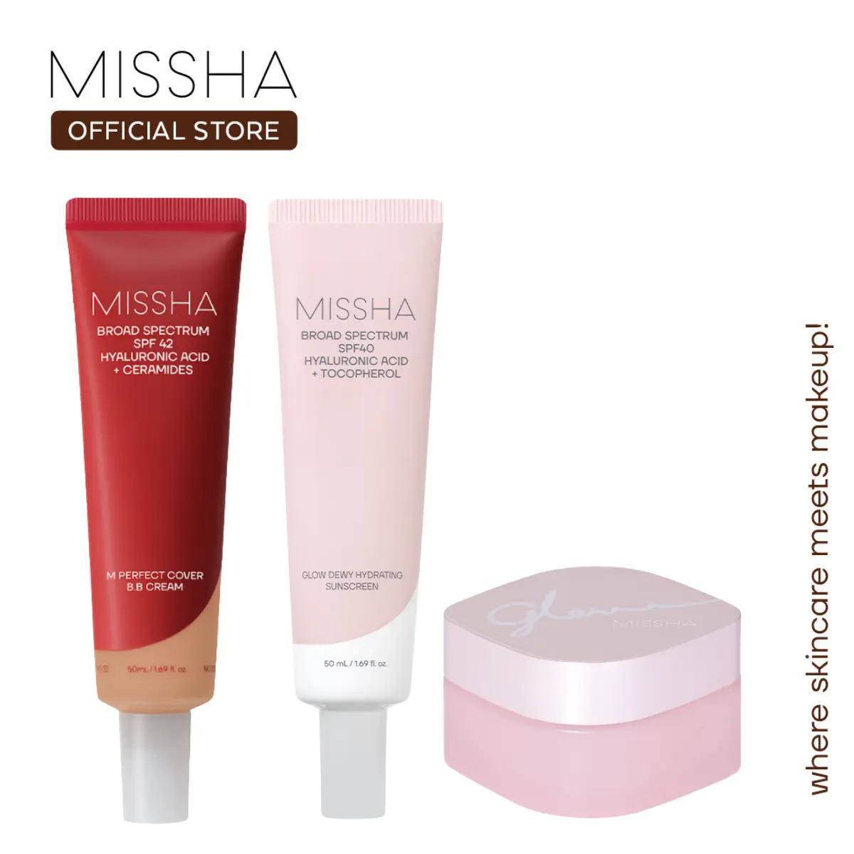 [MISSHA Official] Tiktok's Best BB Cream + Glow Skin Balm + Hydrating Sunscreen Trio