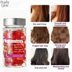 Hair Vitamin Oil Capsules - No Rinse Hair Care Serum with Argan Oil, Macadamia & Avocado Oils Vitamins A, E, & Pro B5  - Conditioner for Women & Men, 40 Capsules