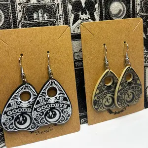 Witchy Ouija Planchette Earrings (Glow in the Dark and Gold Sparkle)