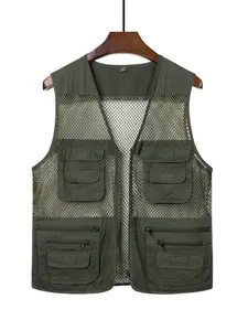 Men's Quick-Dry Breathable Mesh Vest, Safety Jacket, Gilet, Multi-Pocket Design, Casual Outdoor Fishing Photography Work Vest, Sleeveless, All Seasons