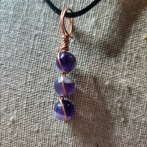 Dream Amethyst Beaded Crystal Pendant Wire Wrapped