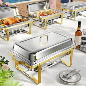 Chafing Dishes for Buffet: KScocina 4 Pack 9QT Stainless Steel Rectangular Chafing Dish Set, Full Size Food Warmers for Catering, Parties, Wedding