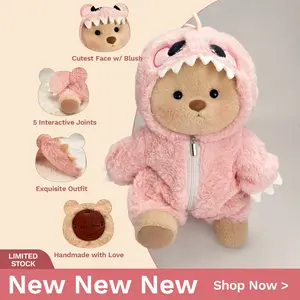 Getahug Dinosaur Teddy Bear | 5 Moveable Joints & Changeable Outfits, Soft Stuffed Animal Plush Unique Gift for Dino Lovers Collectors, Cozyvibes Little Gifts for Girls Plushies