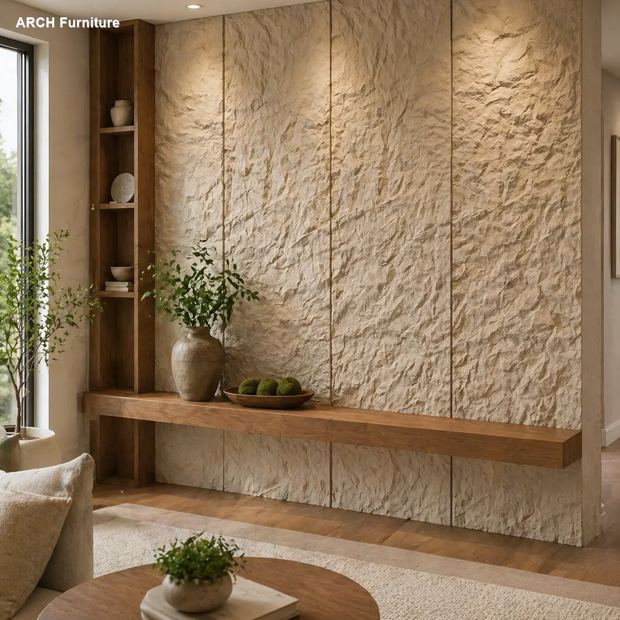 3D Faux Stone Wall Panels, 6 PCS PU Wainscoting Panel for Interior Wall Decor, Flame-resistant & Lightweight & Waterproof, for TV Wall, Office, Living Room, 47.24" * 23.62"(Rock Stone)(Linen), Natural Look, Flameproof, Wall Panel Molding