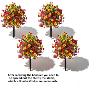 4 Pcs Artificial Violet Rose Bunches, Bouquet, UV Resistant Waterproof Decorative Flowers, Garden Patio Balcony Decoration, Versatile Decor, No Watering Needed, Easy Care