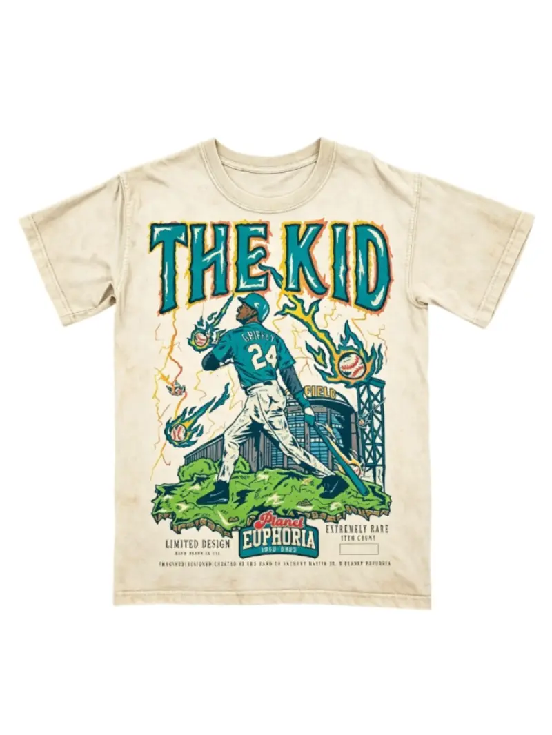 PE THE KID Ken Griffey Seattle Teal Edition Planet Euphoria Shirt, Vintage Style 90s Retro Unisex Streetwear Tee