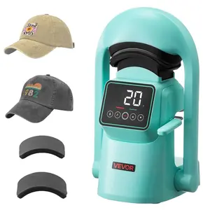 VEVOR Auto Hat Heat Press Machine, with 2pcs Interchangeable Platens, Automatic Open and Release, Touchscreen for Precise Time and Temperature Control, Heat Transfer Printing for Caps, Hats, Green