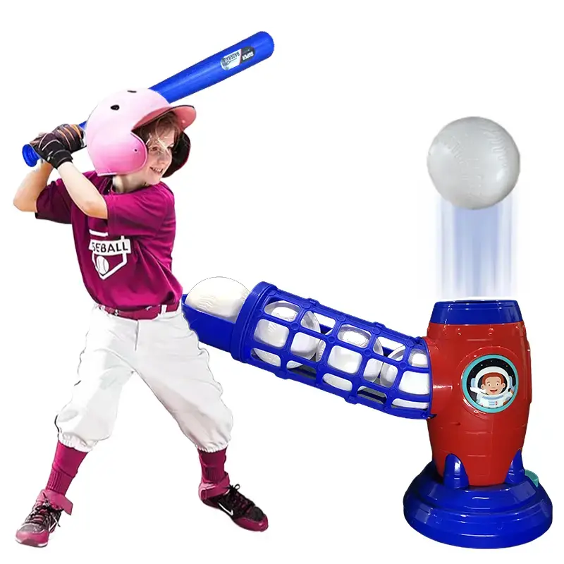 PAGBR Electronic Baseball Pitching Machine - Safe Pop Hitting Training Aid with Collapsible Bat, Kids Toys for Children Development, Instant Game Setup Christmas Gift