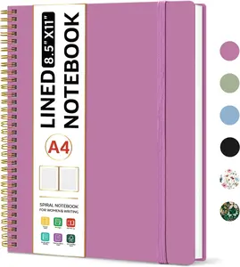 Spiral Lined Notebook, 8.5"x11" Notebooks for Work, Large A4 Journal for Women & Men, College Ruled Journaling Notebook for Writing, Plastic Cover Spiral Journal, Purple