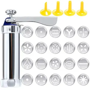 Cookie Press Gun and Cookie Maker Machine Set, Spritz Cookiepress Kit (24 Pieces) with 20 Discs and 4 Nozzles, Perfect for Baking Holidays