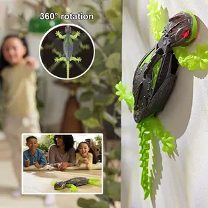 Wall Climbing Lizard Chameleon Car with LED Lights, Interactive Pet Toy for Cats & Kids, Rechargeable Battery Included, Fun Home Entertainment Game