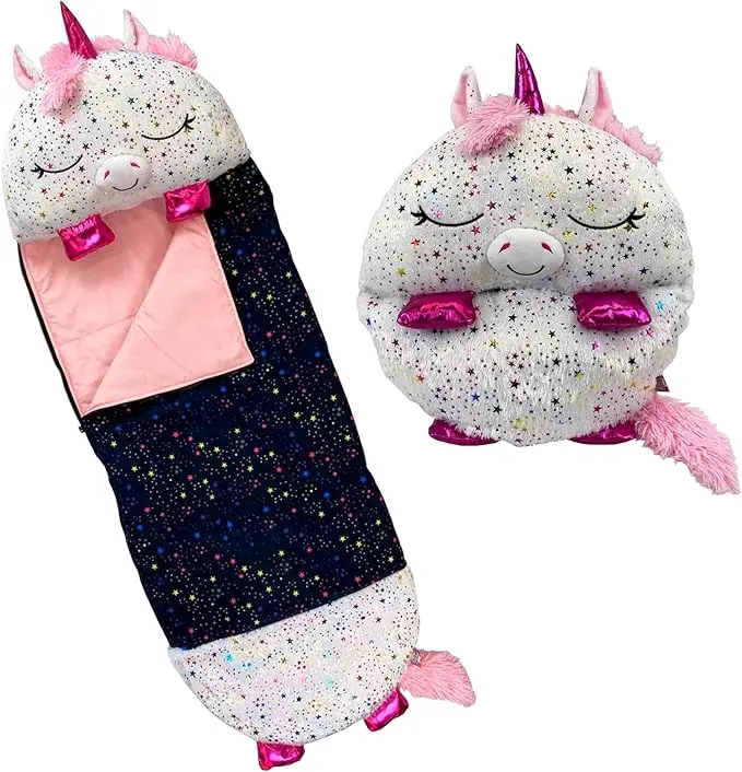 Happy Nappers Pillow & Sleepy Sack - Medium 54” x 20”, Shimmer Unicorn
