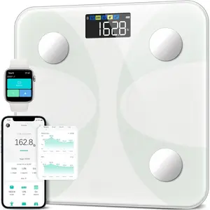 Scale for Body Weight and Fat Percentage, High Accuracy Digital Bathroom Scale FSA or HSA Eligible with LCD Display for BMI 13  - White