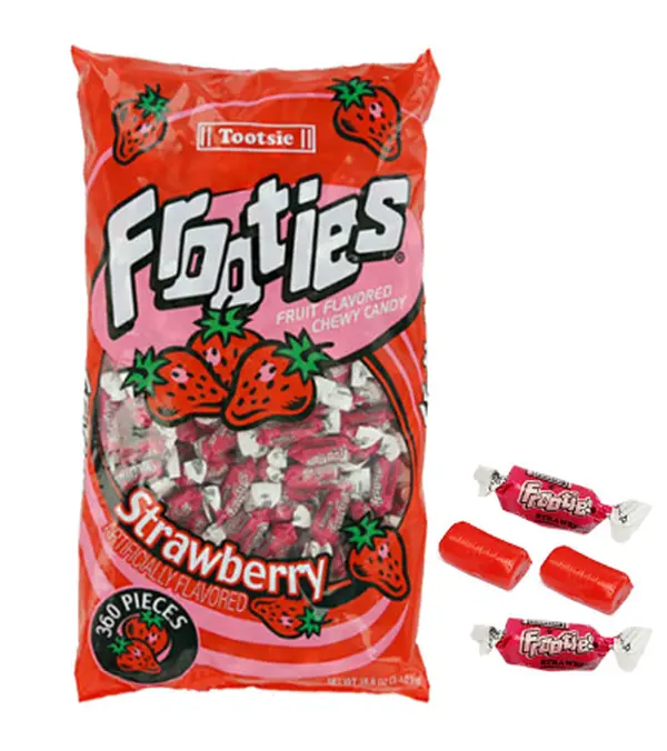 Tootsie Roll Frooties Strawberry Chewy Candy, 360-Pieces, 38.8oz Sugar-Base Low-Fat Fruit-Flavored Dessert Snack Treat, Candies