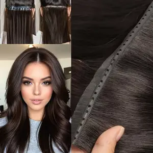 2025 NEW Fashionable Women'S Invisible Double Inject XO PU Tape In Weft Human Hair Extensions, Seamless Flat Weft, Long Straight, 12'' 16'' 20'' 24'' High-Quality, No Glue, Microlink Application, 40-50g for Women