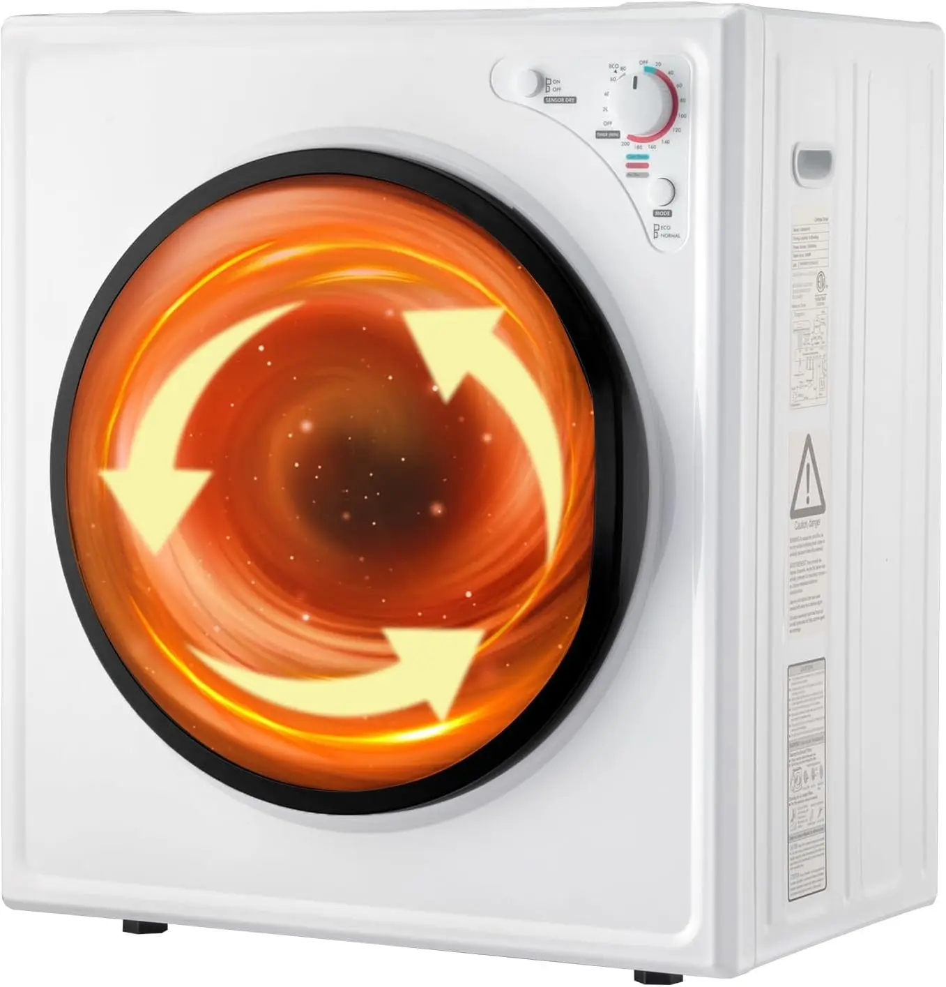 ROVSUN 9LBS Portable Clothes Dryer, 110V 1400W Electric Compact Front Load Tumble Laundry Dryer with Stainless Steel Tub & Easy Control Knob for Apartment, Home, Dorm,RV (White), 9LB-1400W Household Appliances Washing Machine