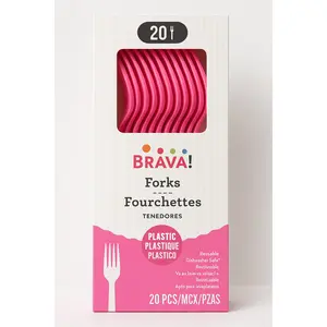 Bright Pink Plastic Forks - 7.5 in. - 20 Pack