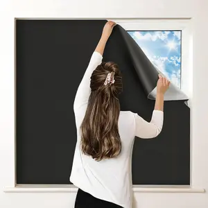 100% Blackout Curtains for Bedroom Portable DIY Window Blinds No Drill Window Shades with Stickers & Tabs for Travel Dorm Room Media Room High-Quality Fabric Silver Coating Easy Install Nano Adhesive - Windowshades