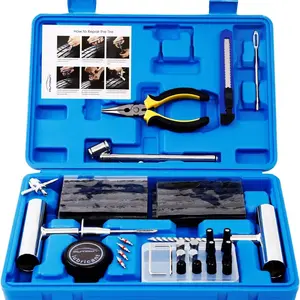 68pcs Tire Repair Kit, Heavy Duty Tire Plug Tool Kit for Tubeless Tires - Portable Puncture Repair Set with Storage Case, Ideal for Car, Motorcycle, ATV, SUV & Off-Road Vehicles