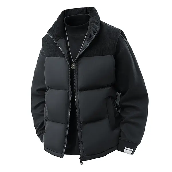 Men's Thick Warm Winter Menswear Waistcoat - Stand Collar Full Zipper, Stylish Panel Design, Casual Outfits Tops, Ideal for Layering Everyday