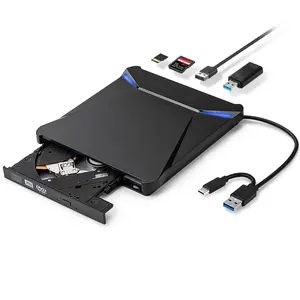 Portable USB 3.0 & Type-C External CD/DVD Burner Drive, Optical Disc Writer for Laptops, Laptop