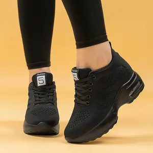 Sosenfer Women's tenis feminino campus shoes Sporty Low Top Lace-Up Sneakers hairstylist shoes Wedge sneakers Height Increasing Sneakers,1029 -4