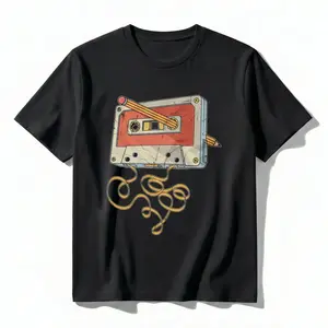 Retro Music T Shirt for Men Vintage Cassette Tape Design Soft Cotton 80s 90s Nostalgic Hipster Tee Perfect Birthday Gift