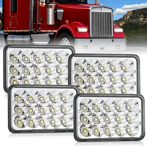 Nilight 4x6 Inch LED Headlights 45W Hi/Lo Sealed Beam Rectangular Headlight Replacement H4651 H4652 H4656 H4666 H6545 Compatible with Chevy Kenworth Peterbil Ford Freightliner Oldsmobile(Silver, 4PCS)